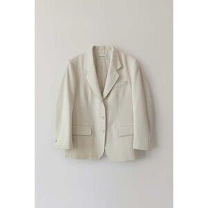Nothing Written Savoye Twill Blazer Jacket (Sz L) Natural Cotton Wool 3-Button